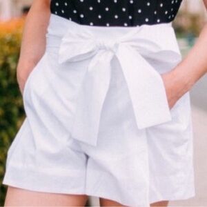 J. Crew White Front Tie Pleated Shorts NWT 8